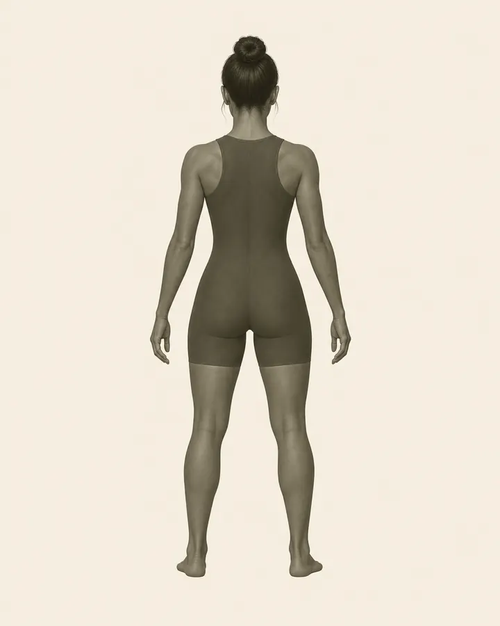 Back view anatomical movement silhouette for selecting an area of the body